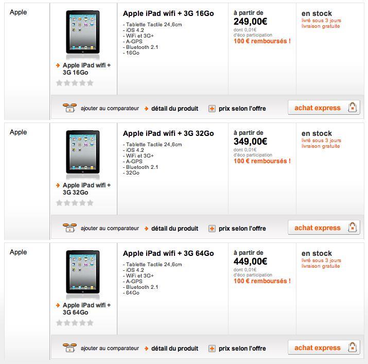 L'iPad chez Orange à partir de 149 €...