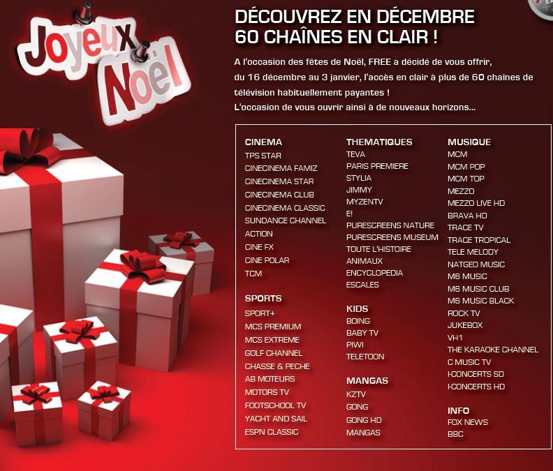 Free/Alice : Cadeaux de noël au abonnées…