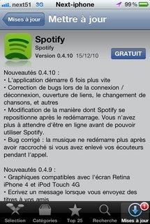 Mise à jour de Spotify sur iPhone, 6 fois plus rapide qu’auparavant...