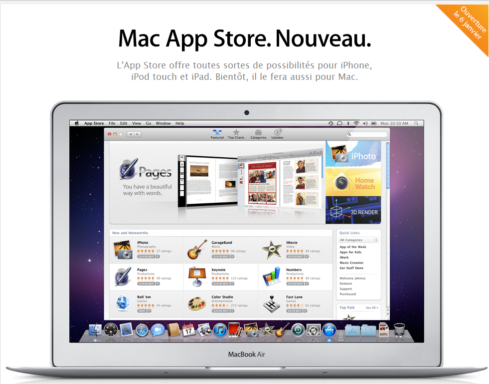 Le Mac AppStore Ouvrira le 6 Janvier 2011