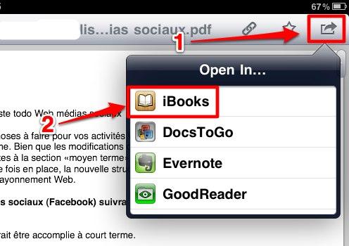 ouvrir avec ipad iPad   iPhone: ajouter des fichiers PDF à iBooks sans faire de synchronisation [ Astuce]