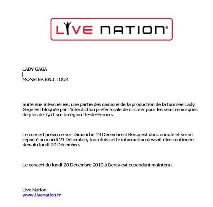 Lady GaGa reporte son concert de ce soir à cause de... La neige !