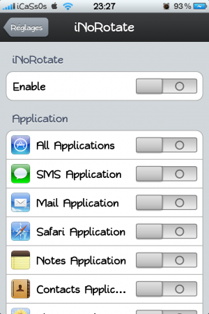 iNoRotate : Désactiver La Rotation Des applications Native (SMS,Safari,Mail…)