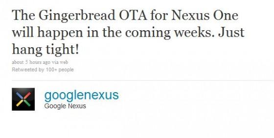 La mise à jour pour le Nexus One vers Android GingerBread toute proche