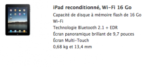 Des iPad en vente sur le refurb français