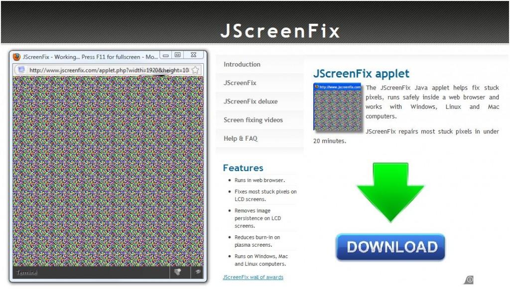 JScreenFix oosgame weebeetroc 1024x581 [humeur] Réparer des pixels morts sur son écran LCD… et bah non !
