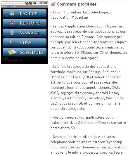 mise à jour LG GT540 android 2.1