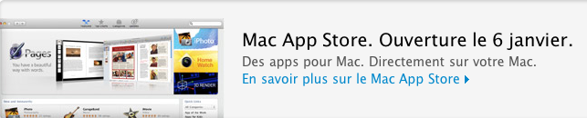 Arrivée du MacAppstore le 06 Janvier 2011