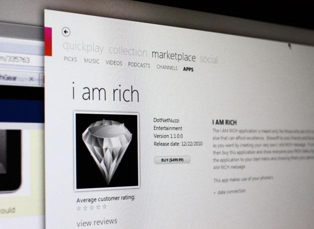 L'abruti de ''I Am Rich'' récidive (pas sur iPhone, sur WP7)...