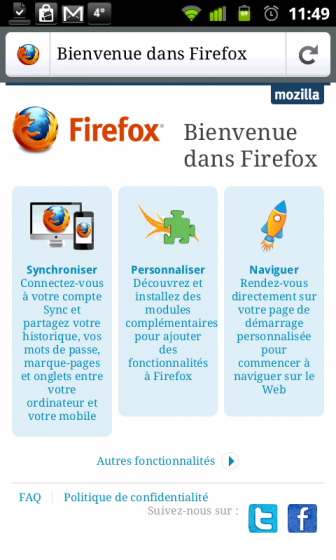 Firefox 4 beta débarque sur l’Android Market.
