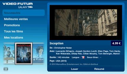 Test de l’application Video Futur pour la Galaxy Tab (Mise à jour)