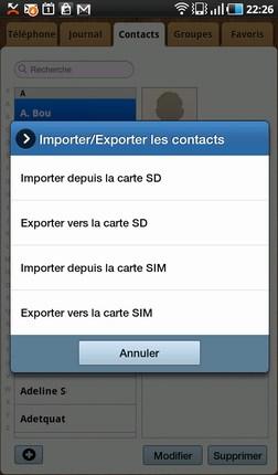 Ajouter ses contacts SIM sur la Galaxy Tab