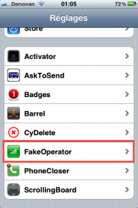 Fake Operator: Personnaliser le nom de l’opérateur iOS4