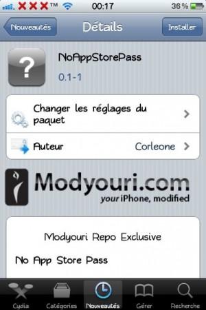 NoAppStorePass : Désactiver la demande Mot de passe App Store