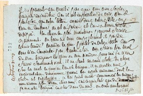09/11/2010 - 11/02/2011 | Exposition | Paris (IVe) « La Bastille ou l'enfer des vivants » à la Bibliothèque de l'Arsenal - Billet écrit par Sade emprisonné à la Bastille, à sa femme, 1787 BnF, Arsenal - © 