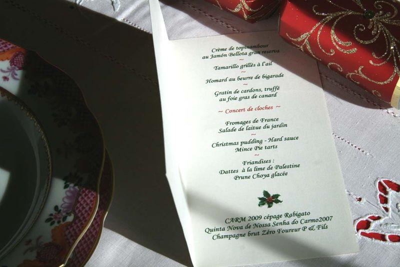 Christmas menu de Noel 2010 LOF