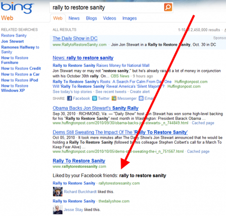 La recommandation sociale sur Bing