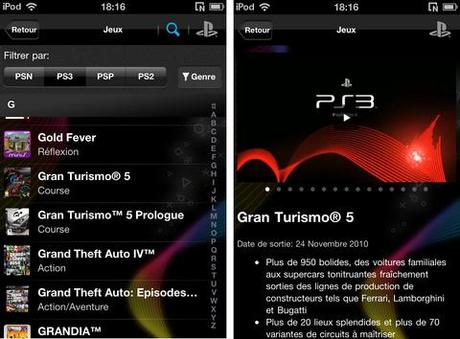 L’appli iPhone/iPod Touch « PlayStation » est disponible sur l’AppStore