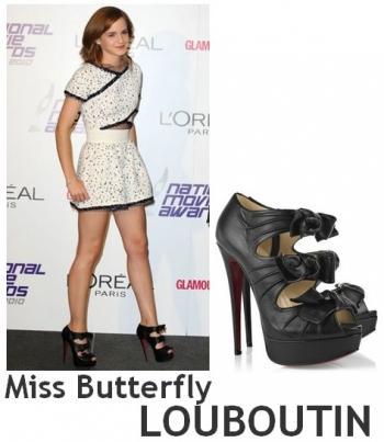 Emma Watson in CARVEN, LOUBOUTIN, CHARLOTTE OLYMPIA et WHISTLES