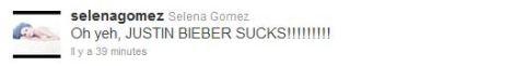 Selena Gomez ... Elle insulte publiquement Justin Bieber sur Twitter