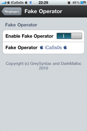 Fake Operator : Changer le nom Opérateur sous iOS 4.2.1