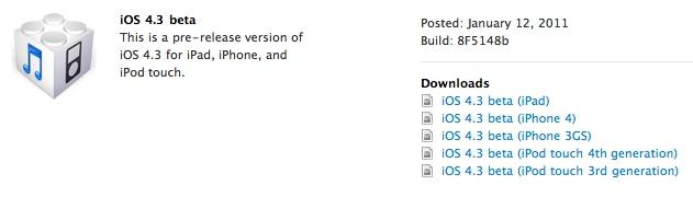 IOS 4.3 bêta 1 est disponible en téléchargement!