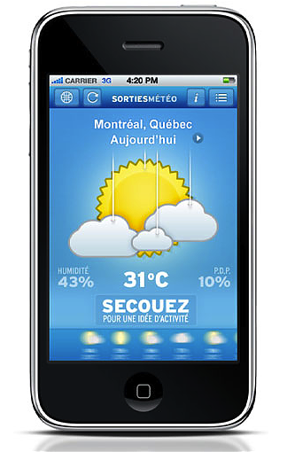 Application Iphone Sorties Météo du Québec