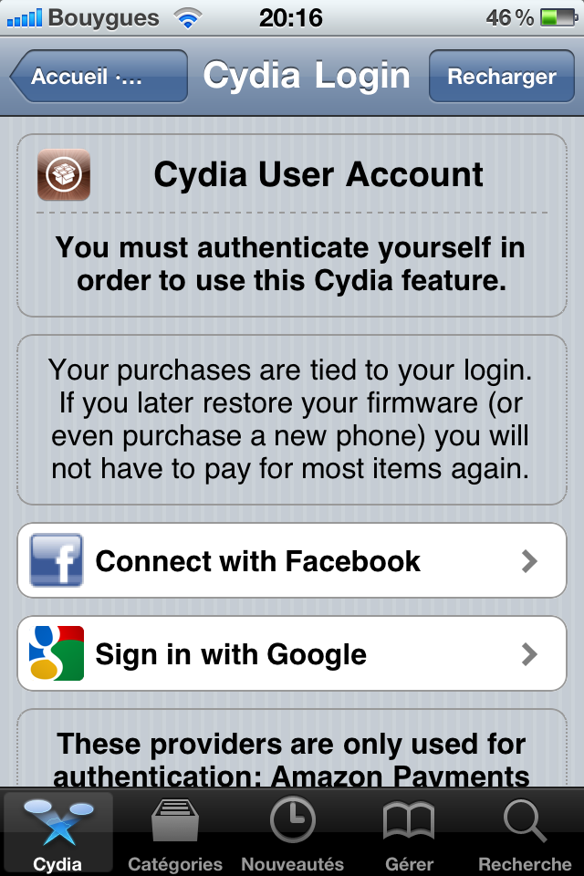 Cydia : Désormais l’Option Manage Account !