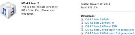 La Bêta 2 de l’iOS 4.3 est en Ligne pour les Développeurs !