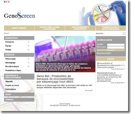 Site web de Genoscreen / Design et réalisation : Staminic