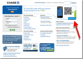 Chase Bank Uses QR Code in Homepage Banner