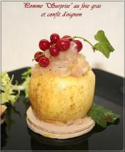 Pomme surprise au foie gras et confit et confit d'oignon