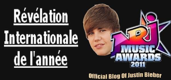 Justin Bieber : NRJ Music Awards 2011, Révélation Internationale de l'année ! (Vidéo)