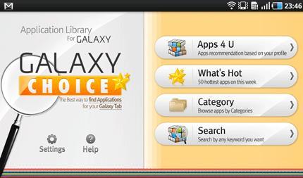 Galaxy Choixe, l’application des applications compatibles avec la Galaxy Tab