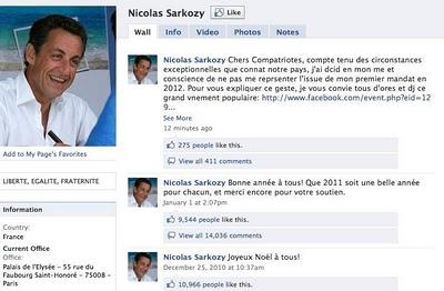 Buzz la page Facebook de Sarkozy piratée