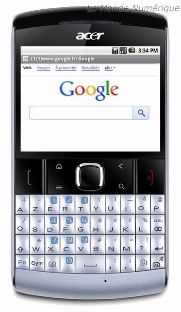 Smartphone Acer beTouch E210 avec clavier sous Android