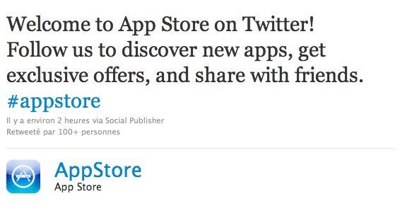 L’AppStore dispose d’un compte officiel sur Twitter
