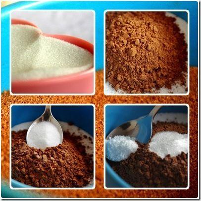 sucre cacao baking soda sel
