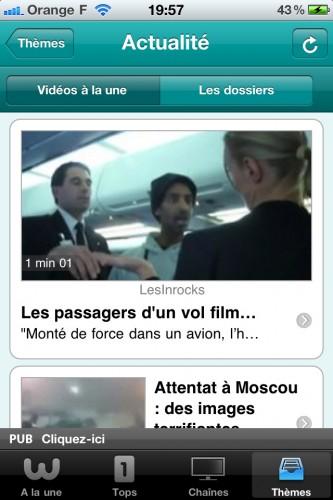 Aperçu de l’application iPhone Wat.tv disponible prochainement sur l’App Store