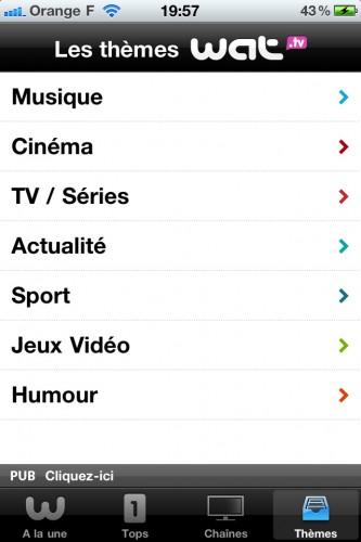 Aperçu de l’application iPhone Wat.tv disponible prochainement sur l’App Store