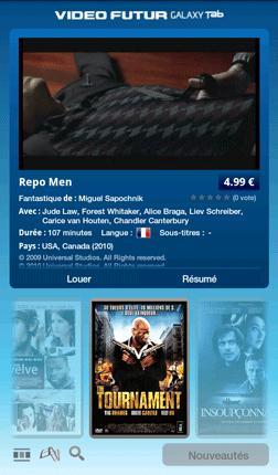 Mise à jour de l’application Video Futur version 1.3 sur la Galaxy Tab