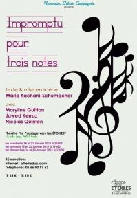 impromptu pour trois notes - Théatre le passage vers les étoiles paris