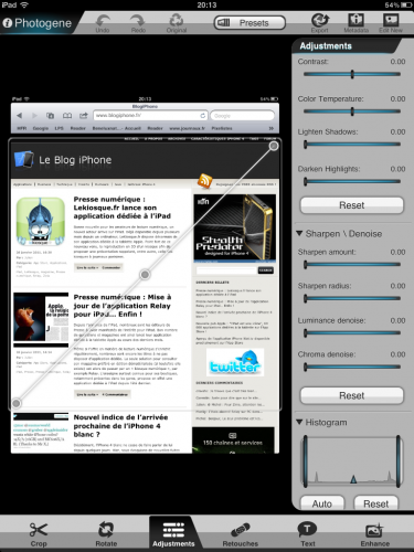 Promotion sur l’application Photogene : Retouchez vos photos sur l’iPad