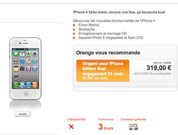 iPhone 4 Blanc. Chez Orange plus cher que le noir.