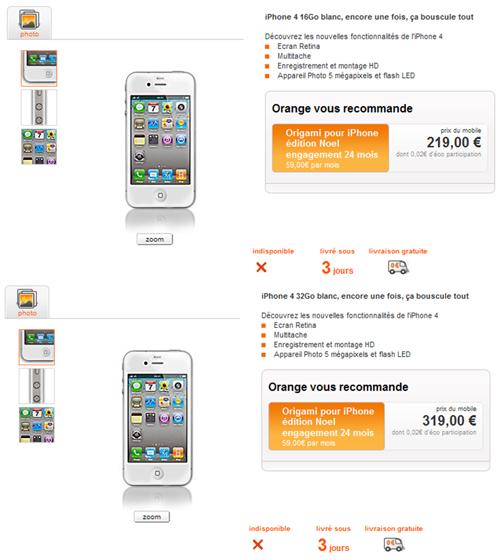 L’iPhone 4 Blanc vendu plus cher que le noir par Orange