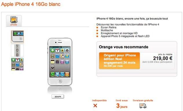 Quand Orange en profite pour augmenter le prix de l'iPhone 4 (blanc)...