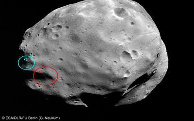 Localisatiion des sites d'aterrissage possibles de la futur mission Phobos-Grunt