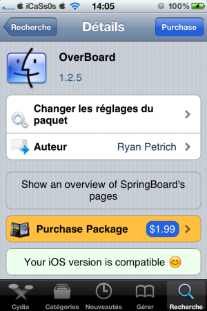 Overboard Màj 1.2.5 : Afficher vos pages SpringBoard en 1 clique