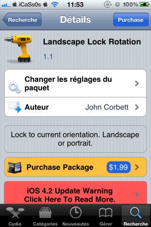 Landscape Lock Rotation [Màj 1.1] : Verrouiller le mode Landscape de l’iPhone