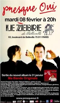 Presque Oui au Zèbre de Belleville - Concert Zèbre de Belleville Paris